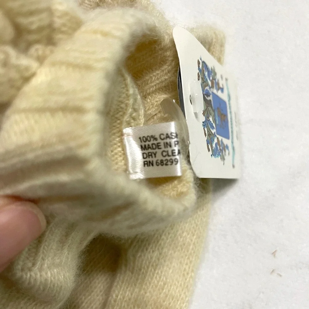 Portolano Womens Cream Cashmere‎ Gloves Flower Detail Luxurious Soft Delicate